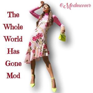 Floral Slip Dress ~ Asymmetrical Hemline ~ Sexy Satin ~ SZ. M ~ NEW